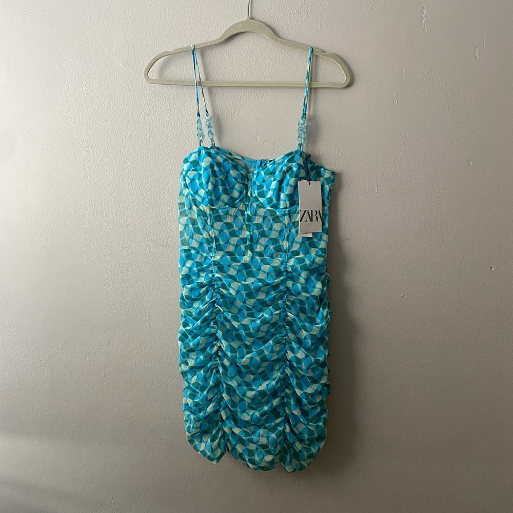 Zara blue/green mini dress